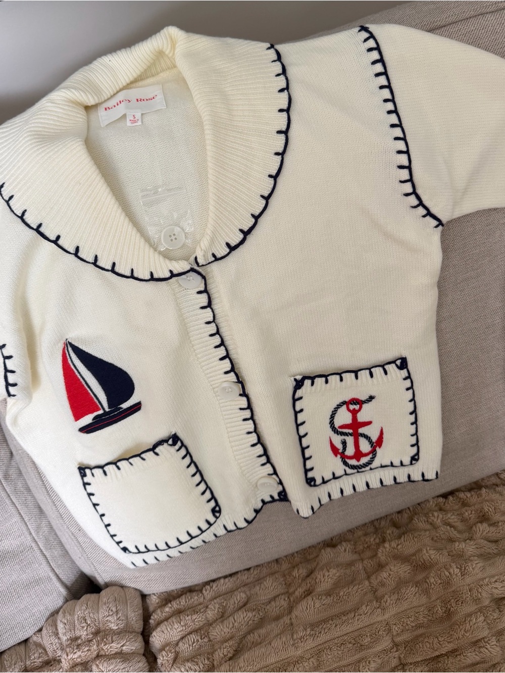 The Bailey Rose Anchor Patch Cardigan - Picture 6 of 6